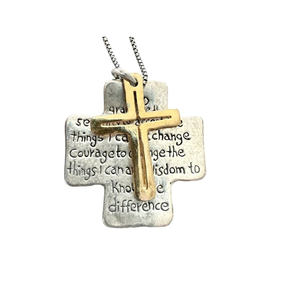 Didae 925 Sterling Silver Serenity Pray Cross Pendant Necklace